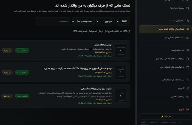 تسک هایی که از طرف دیگران به من واگذار شده اند